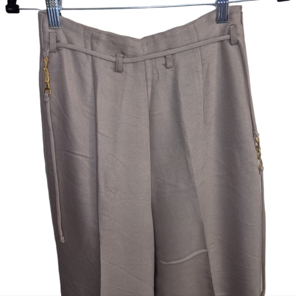 Baroque Women's Taupe Crop Pants with Side Zipper 🤎 Size Small - Picture 4 of 9